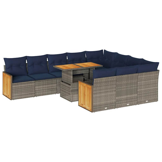 Lounge Tuinset – Loungeset – Tuinmeubelset – Zitgroep – Balkonset – Poly Rattan – 11-Delig – Inclusief Wasbare Kussenhoezen – Waterdichte Opbergtassen