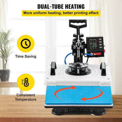 Heatpers – Transferpers – Warmtepers – Drukpers – Heat Press – 10-in-1 Functies – 30x38 cm Persplaat – 1000W Snelverwarming