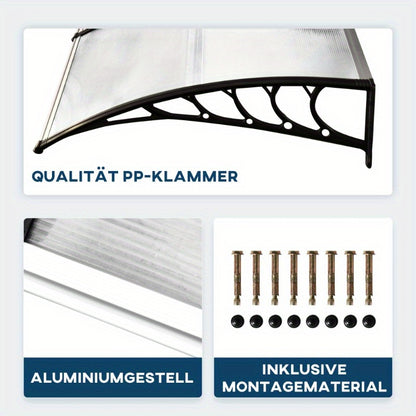 Doorluifel Polycarbonaat – Deur Overkapping – Zonwering – Regenluifel – Voordeurbescherming – UV Bescherming – 90 x 295 cm