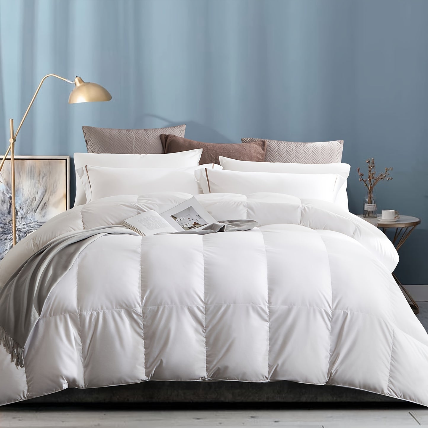 1pc Premium Down Duvet Filled With 90% Down And 10% Feather, Natural 100% Cotton Duvet Insert For All Seasons, Super Soft And Friendly To Skin, Bed Comforter Suitable For Home And Hotel (White, 135x200cm/155x220cm/ 200x200cm/