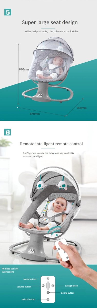 Automatische Wieg - Elektrische Wieg - Zelf bewegende Wieg - Elektrische ledikant - Babybedje - Schommelwieg - Smartwieg - Baby Zitje - Verstelbaar - Timer - Veiligheidsriem - Klamboe - Hemeltje - Hoofdkussen - Afstandsbediening - Audiosysteem