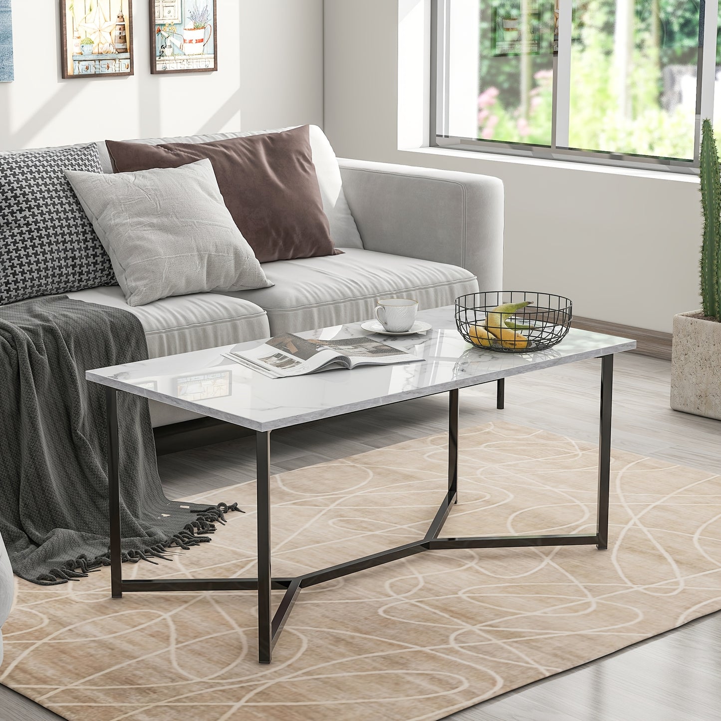 Salontafel – Woonkamertafel – Koffietafel – Bijzettafel – Houten Tafel – Wit – MDF & Massief Hout – Rechthoekig Compact Design