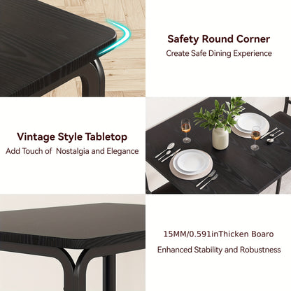Eettafel Set – Eettafelset – Eethoek – Keukentafel Set – Zitgroep – Industrieel Design – Compact Formaat – MDF Tafelblad – Metalen Frame – 2 Stoelen – Zwart