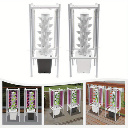 Hydroponische Plantenbak – Verticale Tuinieren – Hydrocultuur Toren – Moestuin Indoor – Kruidenbak – Ruimtebesparend Design – 6 Lagen Met 30 Plantplaatsen – Duurzaam Voedselveilig PP