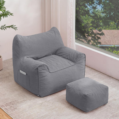 Zitzak – Loungestoel – Poef – Relaxstoel – Floor Sofa – Grote Zitzak Met Ottoman – Memory Foam Vulling – Corduroy Stoffering – Roze Variant – Wasbare Hoes – Ergonomisch Design