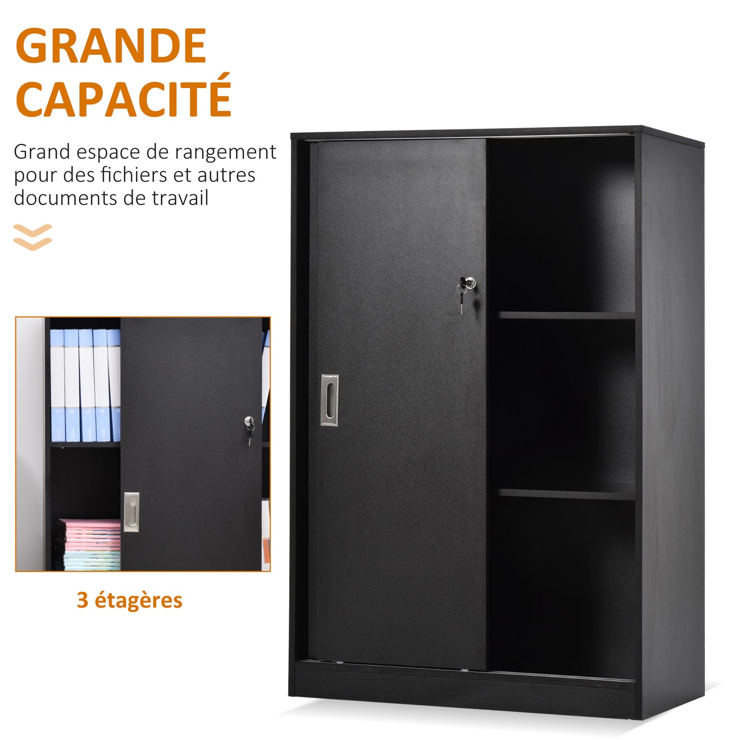 Archiefkast – Opbergkast – Kantoorkast – Dossierkast – 2-Deurs Met Slot – 80x40x120 cm – Spaanplaat Zwart