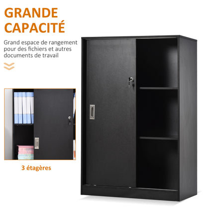 Archiefkast – Opbergkast – Kantoorkast – Dossierkast – 2-Deurs Met Slot – 80x40x120 cm – Spaanplaat Zwart
