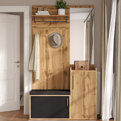 Halmeubel – Kapstok – Schoenenkast – Spiegel – Zitbank – Compact en ruimtebesparend – Duurzaam materiaal zonder hout