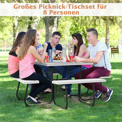 Tuinset 8 Personen – Tuinmeubel – Terrasset – Buitenmeubilair – Buiten Zitgroep – Vierkante Tafel – Weerbestendig HDPE – Parasolhouder