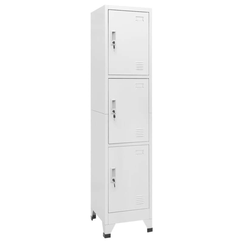 Lockable Cabinet with 3 Compartments 38X45X180 Cm/Lockers/Storage Boxes/Boxes/Cabinets. This Lockable Cabinet Impresses with Its Modern Design. It Is Made of Robust Steel And Is Easy to Clean. Each Compartment Has Clothes Rai