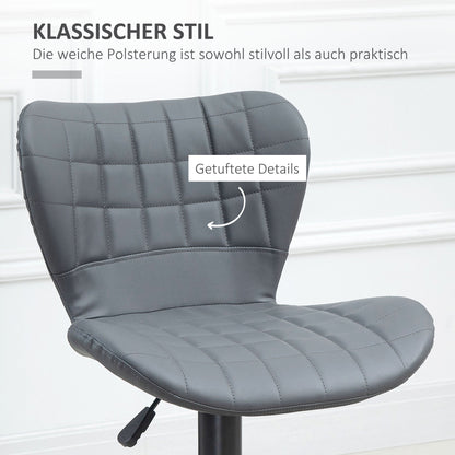 Barkrukken – Barkruk – Barstoelen – Keukenkruk – Bistrokruk – Verstelbare Hoogte – 360° Draaibaar – Kunstleer Grijs