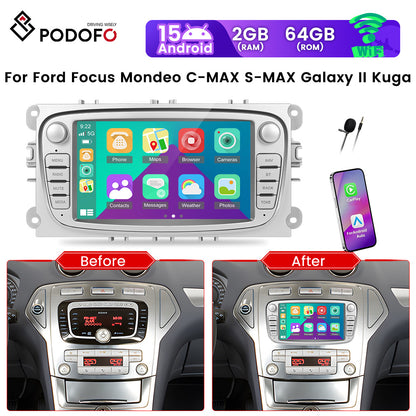 Android 15 Autoradio – Multimedia Systeem – Navigatie Systeem – Touchscreen Radio – DAB+ Radio – 7 Inch HD Scherm – Bluetooth & WiFi Connectiviteit – 2GB RAM 64GB Opslag