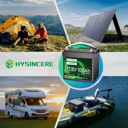 HYSINCERE 12V Battery 50Ah/100Ah Lifepo4 Group 24 Grade A+ Cells, 15000+ Cycles, 10 Years Lifespan, Supports Series/Parallel Connection for Solar Home Systems, Rvs, Marine Applications, And Off-Grid Life, Not for Starting Bat