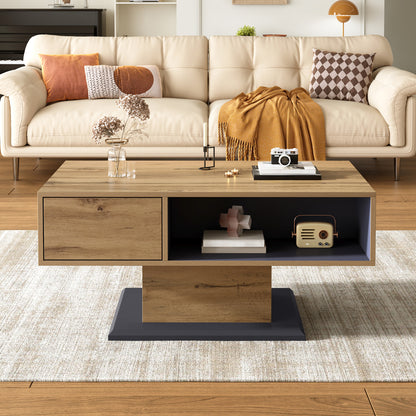 Contemporary Coffee Table with Dual-sided Storage Compartments, Spacious Storage Bays and Additional Built-in Dividers. A Versatile Living Room Table Offering Practical Design for Effortless Organisation and Storage.