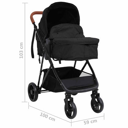 Kinderwagen – Buggy – Reiswieg – Babywagen – 3-in-1 Kinderwagen Anthraciet – Stalen Frame – 5-Punts Veiligheidsharnas