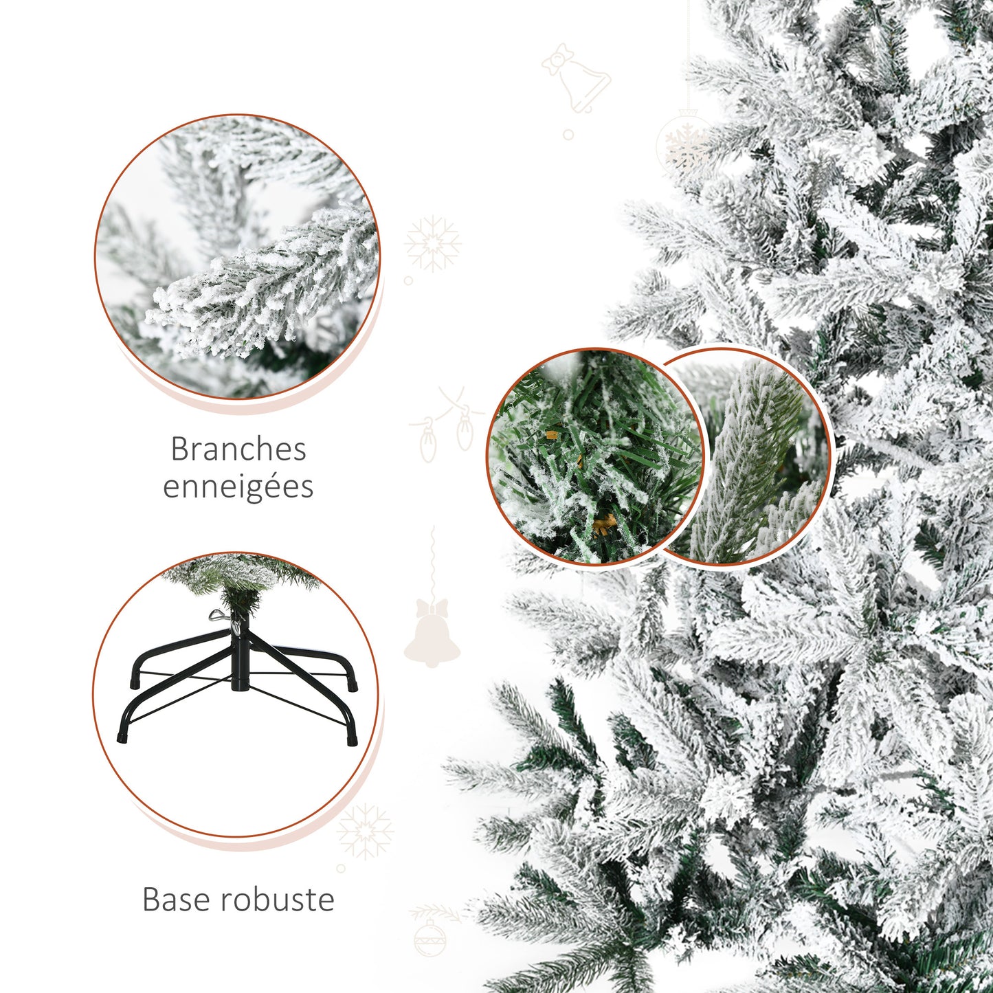 Kunstkerstboom – Nepboom – Sneeuwboom – Kerstboom Wit – Imitatie Nordmann – 180 Cm Hoog – 521 Sneeuwtakken