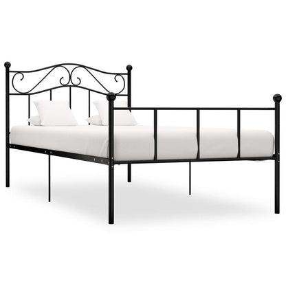 Giroletto Nero in Metallo 90x200cm - Contemporary Black Metal Bed Frame with Ornate Curved Design, Sturdy 4-Way Joint Support, No Assembly Required, Durable & Easy-Clean for Modern Bedroom Decor, Bedroom Furniture, Elegant Be