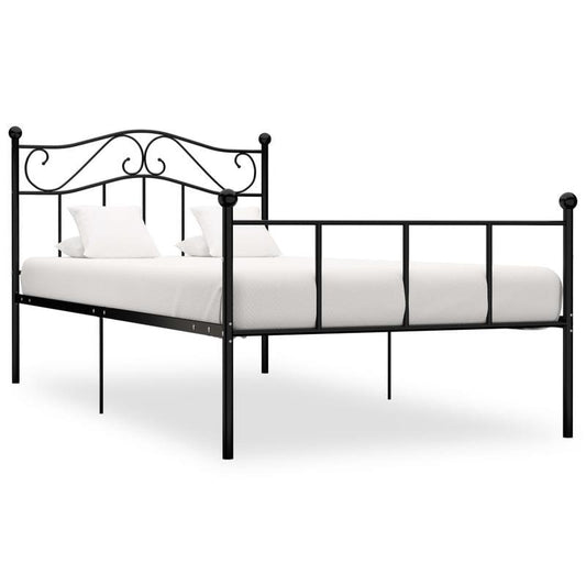Giroletto Nero in Metallo 90x200cm - Contemporary Black Metal Bed Frame with Ornate Curved Design, Sturdy 4-Way Joint Support, No Assembly Required, Durable & Easy-Clean for Modern Bedroom Decor, Bedroom Furniture, Elegant Be