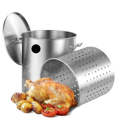 Grote RVS Kookpan – Soeppan – Stoofpan – Braadpan – Steelpan – 60,5 Liter – Roestvrij Staal – Snelle Warmteverdeling
