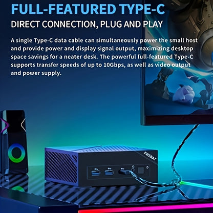 Mini Pc – Compact Desktop – Kleine Computer – Systeem Unit – Werkstation – AMD Ryzen 5 6600H 6-Core – 16GB DDR5 RAM & 512GB SSD – Drievoudige Beeldscherm Ondersteuning & Wi-Fi 6