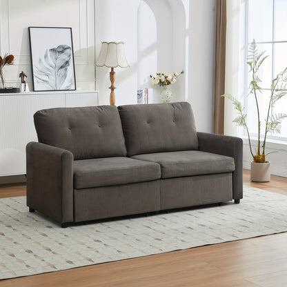 Tweezitsbank – Compacte Bank – Minimalistische Sofa – Stijlvolle Couch – Tweepersoonsbank – Opberglade – Duurzaam Bamboe – Donkergrijs