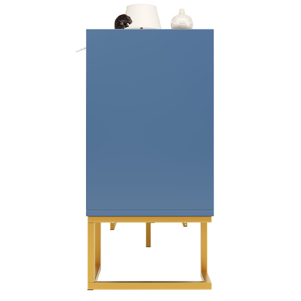 Modern-Style Blue Sideboard | 140x40x80 cm with Four Doors and Two Height-Adjustable Shelves, Versatile for Storage, Kitchen, or Dining Room Use, Metal Construction