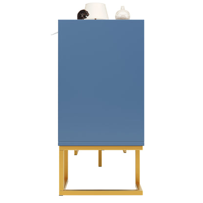 Modern-Style Blue Sideboard | 140x40x80 cm with Four Doors and Two Height-Adjustable Shelves, Versatile for Storage, Kitchen, or Dining Room Use, Metal Construction