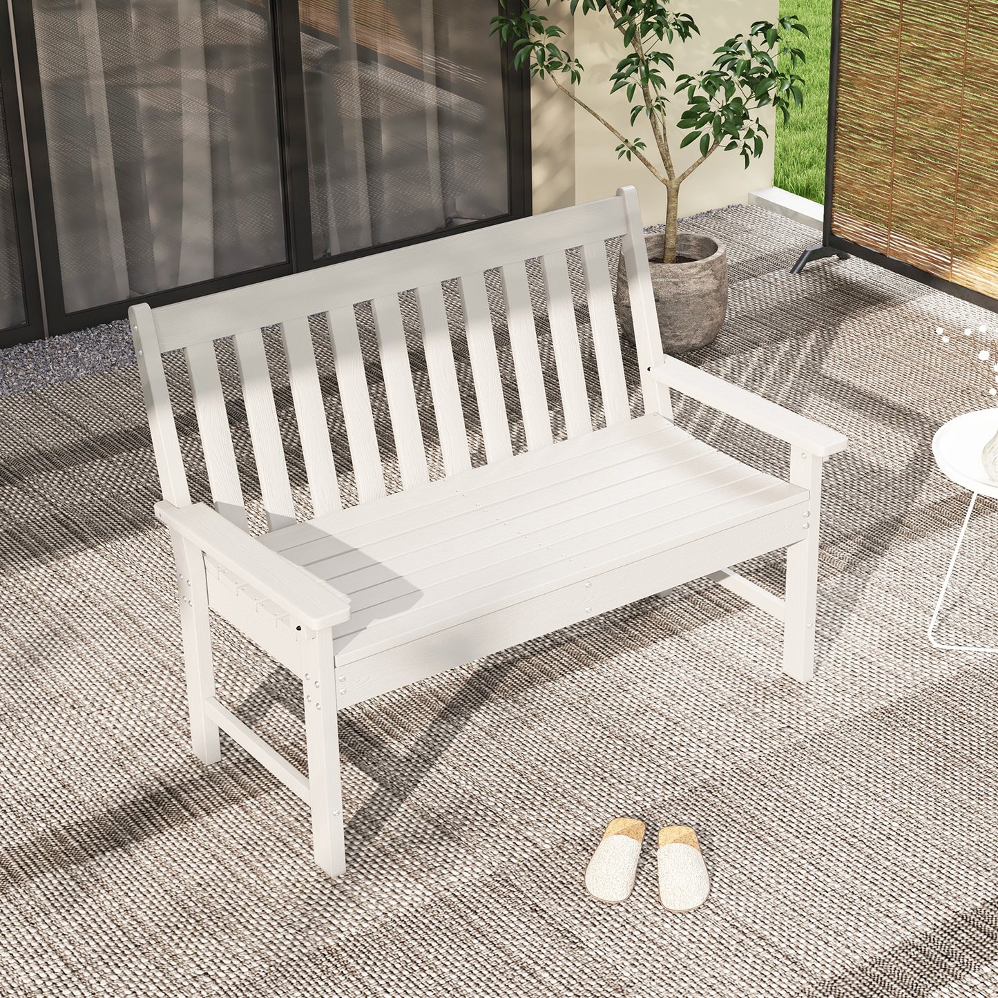 Tuinbank – Buitenbank – Parkbank – Houten Bank – Terrasbank – Weerbestendig HDPE – Comfortabele Zitting voor 2 Personen