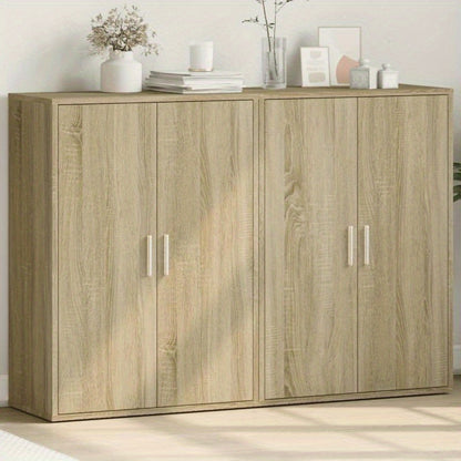 Sideboards (2pcs). Sonoma oak, 60 x 31 x 84cm. This storage cabinet offers ample storage space for neatly storing various items and keeping your room organized.