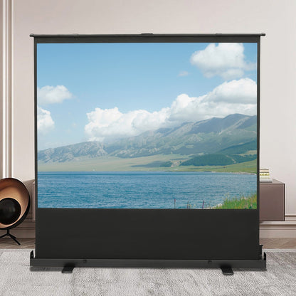 Mobiel Vloerprojectiescherm – Draagbaar Projectiescherm – Presentatiescherm – Thuisbioscoop Scherm – Gaming Scherm – 152,4 cm 16:9 – Handmatig Uittrekbaar Aluminium Frame met Glasvezel