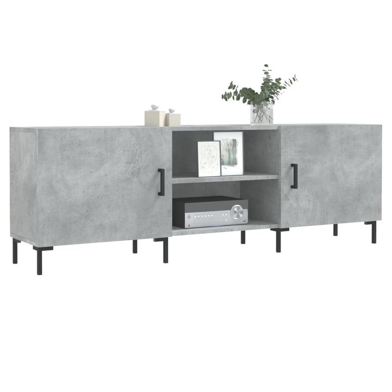 TV-meubel – Tv-kast – Tv-dressoir – Mediameubel – Tv-stand – Betongrijs – Ruimtebesparend Ontwerp – Hout en IJzer