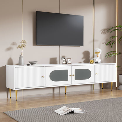 TV-meubel – Woonkamermeubel – Home Entertainment Meubel – TV-kast – Entertainmentkast – Wit met Gouden Accenten – 170x35x50 cm – Draagvermogen 35 kg