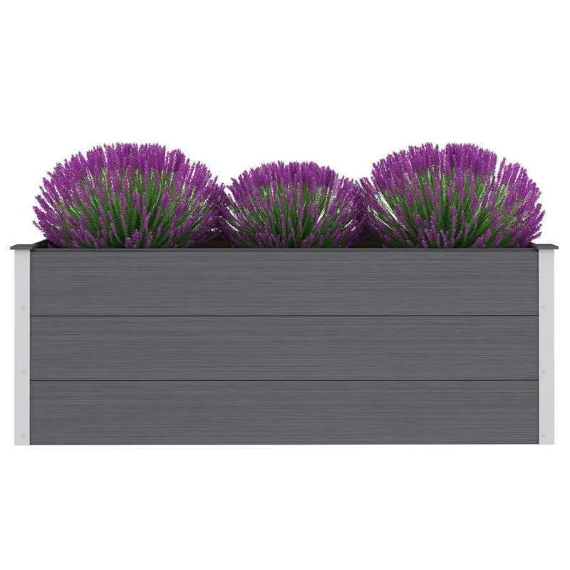Tuinbak – Verhoogd Plantenbak – Bloembak – Moestuinbak – Plantenbakje – WPC Materiaal – 150x50x54 cm – Weerbestendig – Lichtgewicht – Grijs