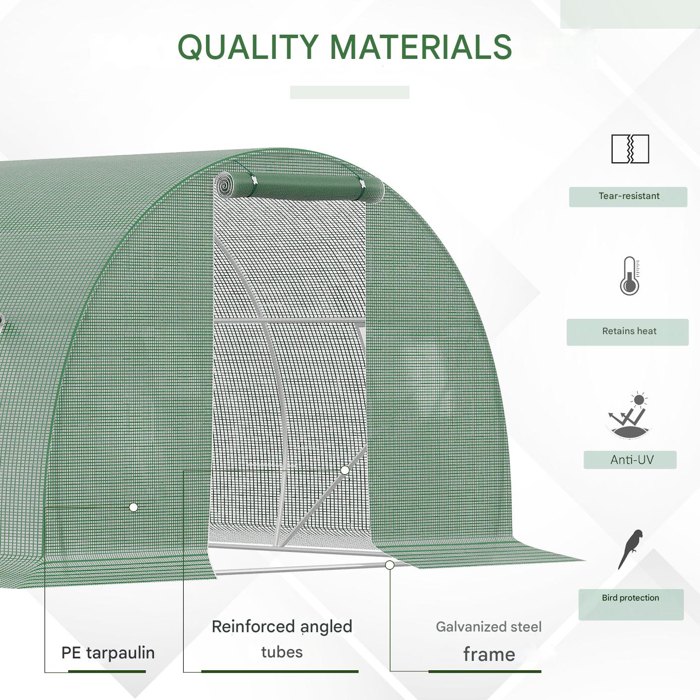 Kaskas – Tuinkas – Groentekas – Plantkas – Serre – Ruime 13,5 m² Tuinkas Tunnel – Stevig Verzinkt Stalen Frame en UV-bestendige PE Afdekking