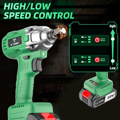 Accuboormachine – Slagschroevendraaier – Impact Schroevendraaier – Elektrische Momentsleutel – Draadloze Momentsleutel – 20V Brushless Motor – Snellader + Steeksleutelset & Tas