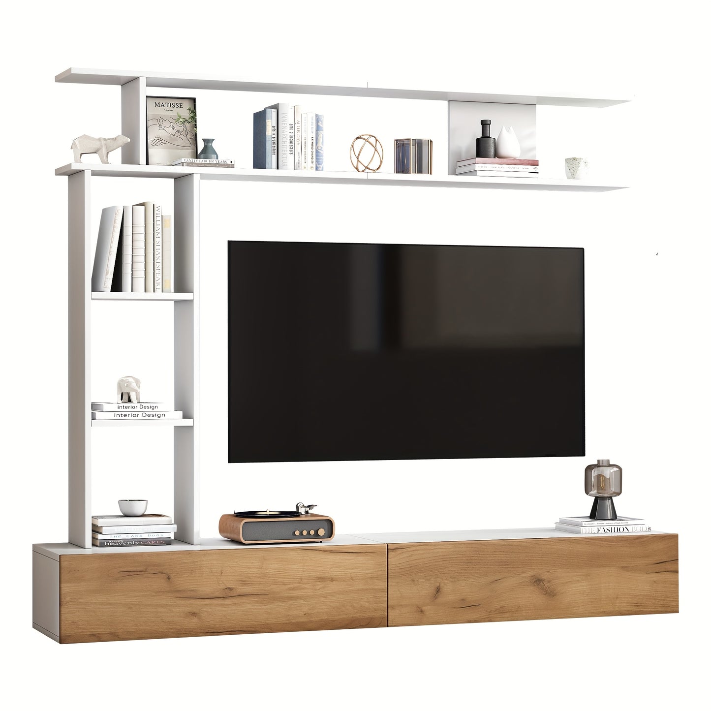tv meubel – tv kast – tv meubelset – mediameubel – dressoir – bamboe materiaal – geschikt tot 203,2 cm tv’s – ruimtebesparend ontwerp
