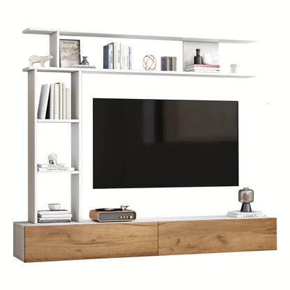 tv meubel – tv kast – tv meubelset – mediameubel – dressoir – bamboe materiaal – geschikt tot 203,2 cm tv’s – ruimtebesparend ontwerp