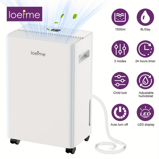 Ontvochtiger – Luchtontvochtiger – Dehumidifier – Vochtvreter – Wasdrogerfunctie – 8L Per Dag – Digitaal Vochtigheidsdisplay – Timer & Slaapmodus – Wit