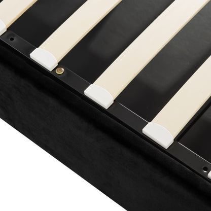Hydraulisch Tweepersoonsbed – Verstelbaar Bed – Boxspring – Bedframe Met Opbergruimte – Met Matras – 140x200 cm – Fluweel Bekleed – Metalen Frame