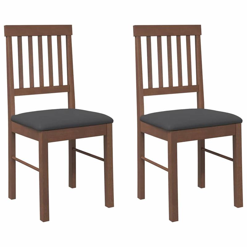 2pcs Modern Brown Solid Wood Dining Chairs with Cushioned Seats & Backrests - Legs, Sturdy Frame, Easy-Clean Surfaces, Comfortable Padded Chairs, Dining Room, Contemporary Furniture (No Fabric)