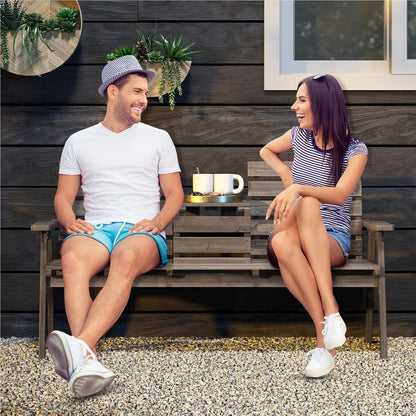 Houten Tuinbank – Buitenbank – Parkbank – Balkonbank – Terrasbank – Opvouwbare Middentafel – Belastbaar Tot 320 Kg – 160x64x86 Cm