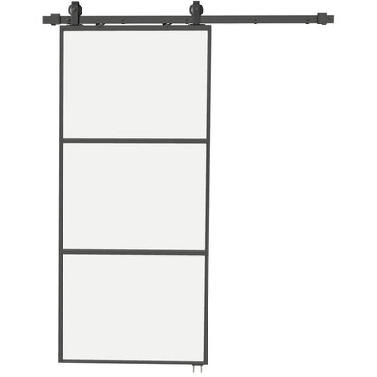 Schuifdeur – Schuifdeursysteem – Binnendeur – Kastenpaneel – Ruimtescheider – Matglas Privacy – Soft-Close Mechanisme – Stalen Zwart Frame – Eenvoudige Montage – Ruimtebesparend Design