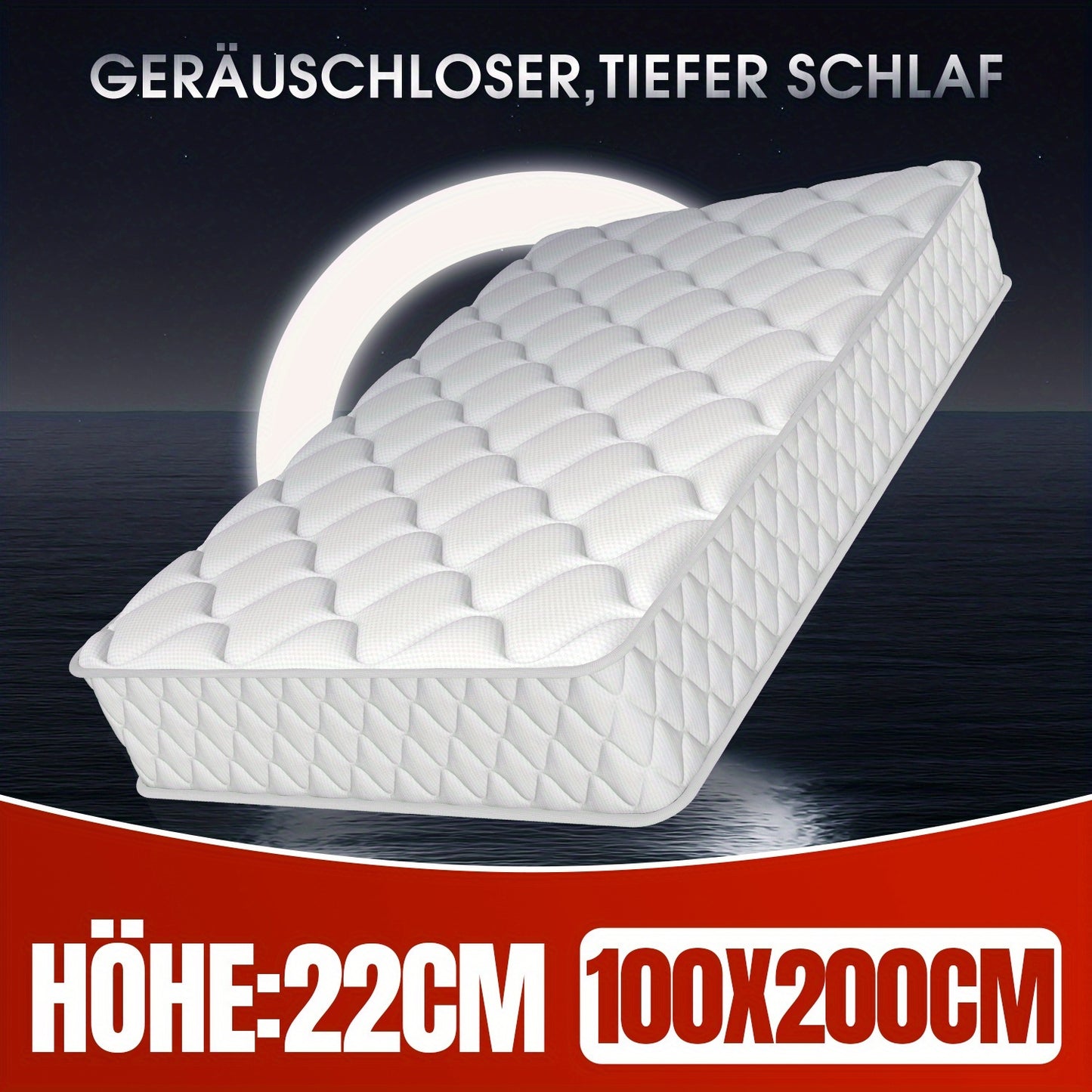 Matras – Pocketveringmatras – Ergonomisch Matras – 7-Zones Matras – Tweepersoonsmatras – 90x200 cm – 22 cm Hoog – Medium Stevig (H3)