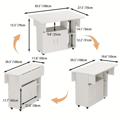 Inklapbare Eettafel – Vouwtafel – Opklapbare Tafel – Mobiele Werktafel – Klaptafel – Gele Variant – Uitbreidbaar Tafelblad – Wieltjes Met Remmen