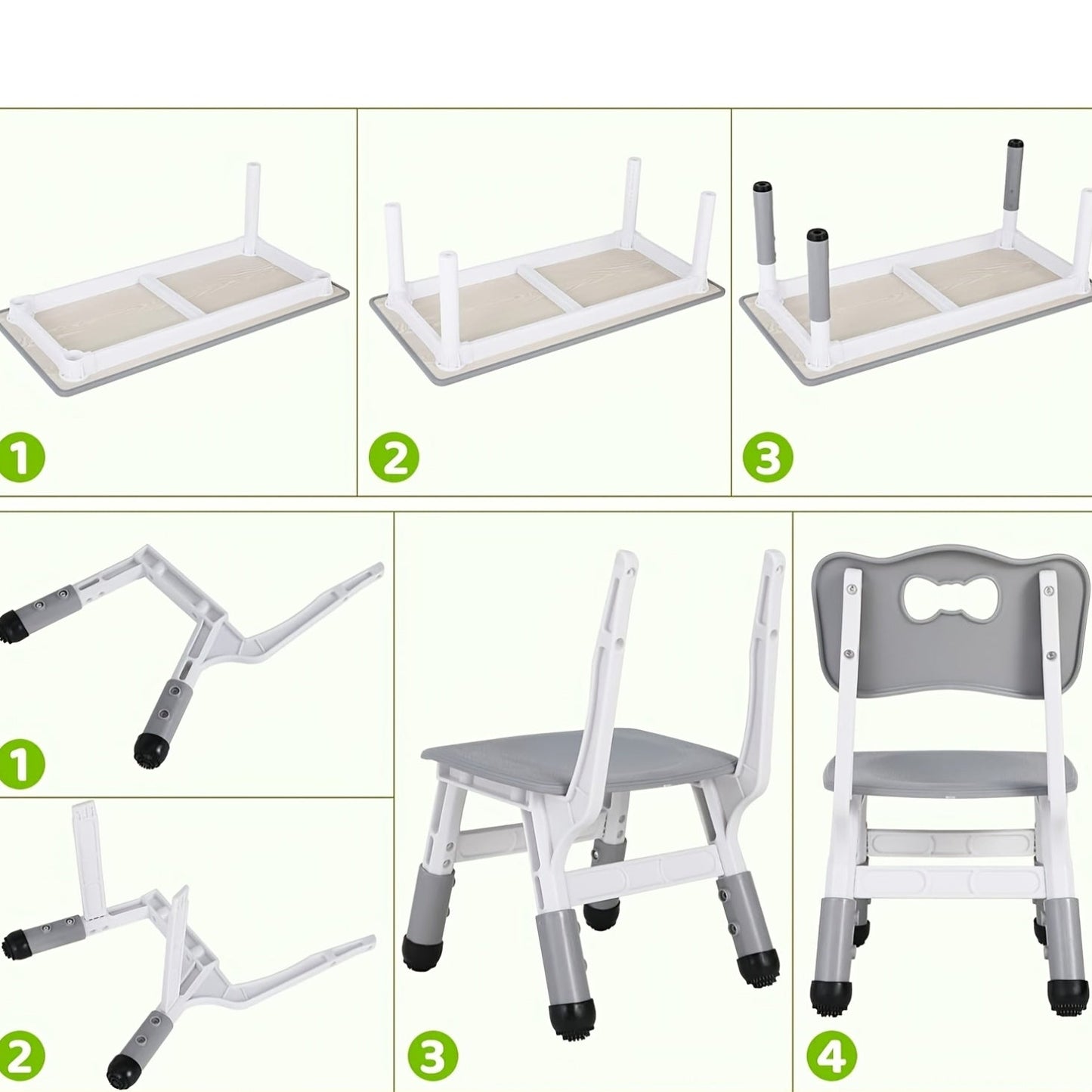 Kinderstoel – Kindertafel – Stoelenset – Kindermeubilair – Kleuterstoel – Verstelbare Hoogte – Duurzaam HDPE Kunststof