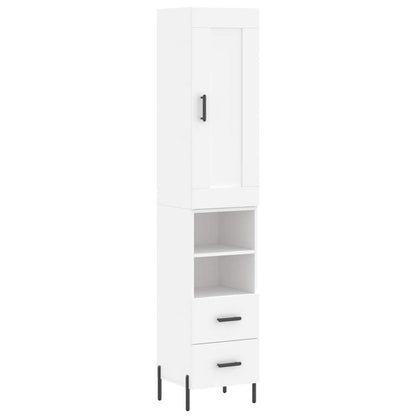 High Cabinet 34.5X34X180 Cm Processed Wood White Storage Cabinet in The Hallway, This Cabinet Offers Ample Storage Space to Keep All Your Items Organized, Suitable for Offices, Bedrooms, Living Rooms, Kitchens, And Hallways.