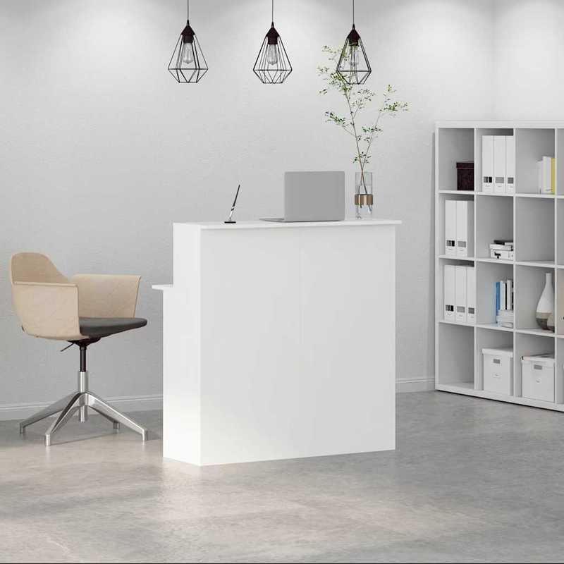 Balie – Receptiebalie – Ontvangstbalie – Kantoorbalie – Bureaubalie – Wit Houten Design – Compacte Afmetingen 100x50x103,5 cm