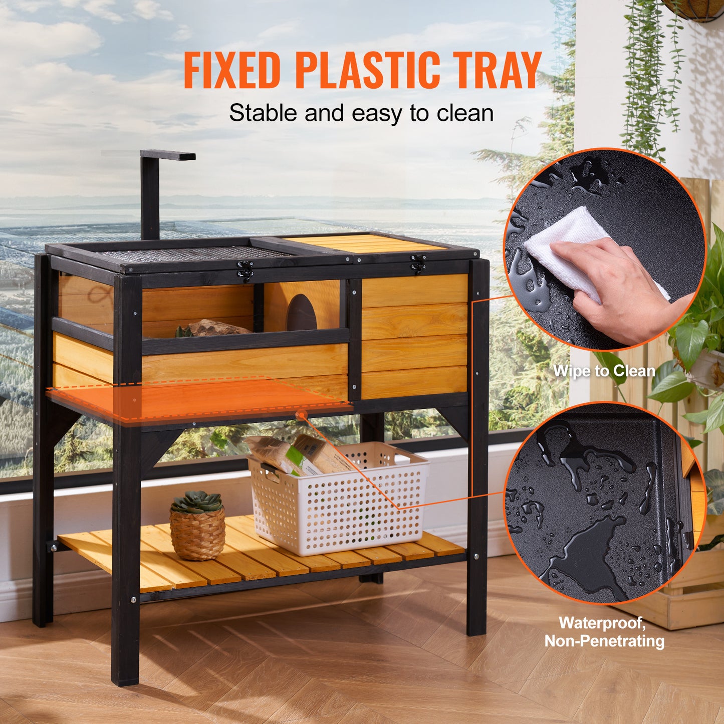 Schildpaddenhuis – Schildpaddenverblijf – Reptielenhuis – Terrarium – Houten Huis – Ruim 85x50x82,5 cm – Gemaakt van Duurzaam Cederhout