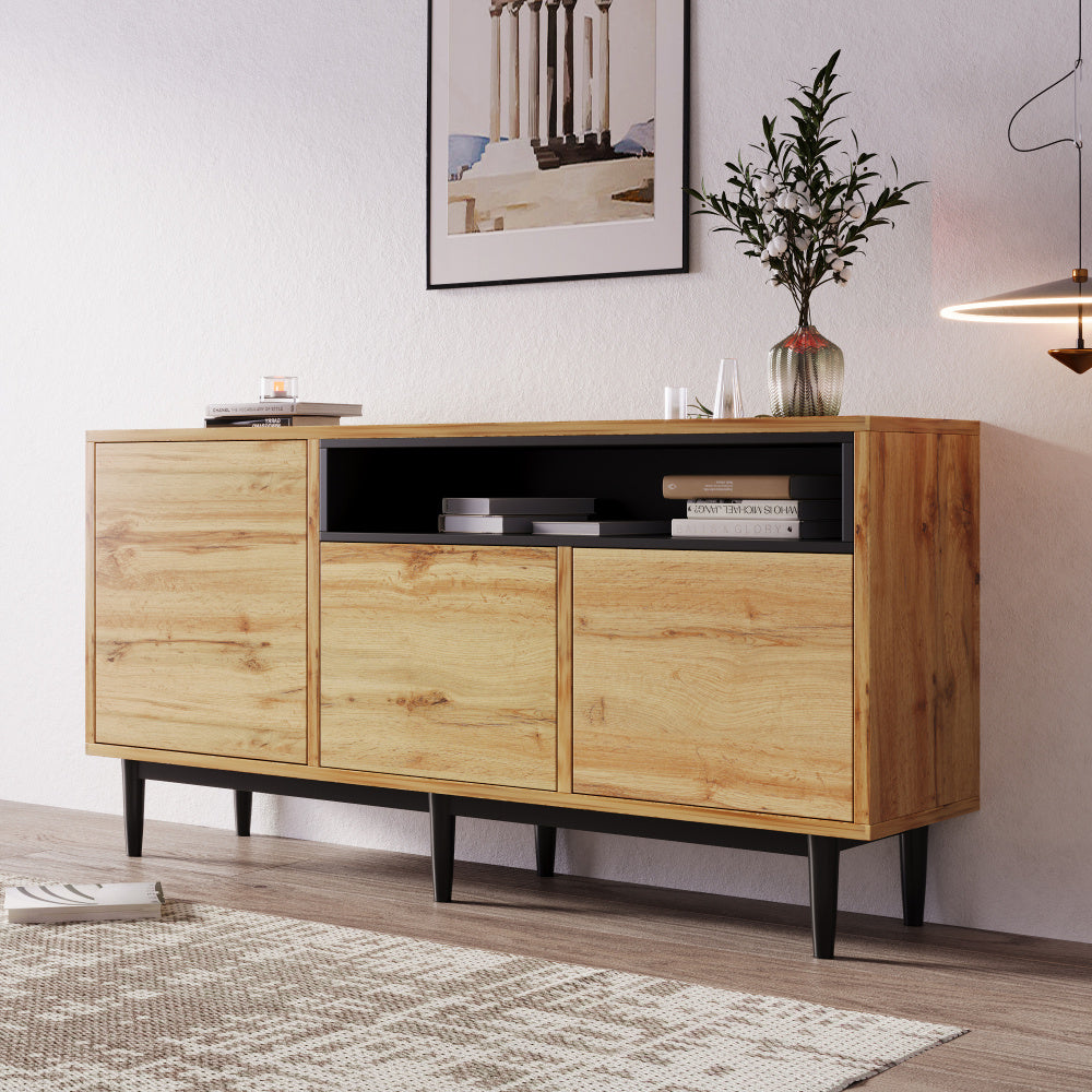Dressoir – Ladekast – Opbergkast – Buffetkast – Kast – Modern Houten Design – 160x35x76 cm – Ruimtebesparend & Stevig