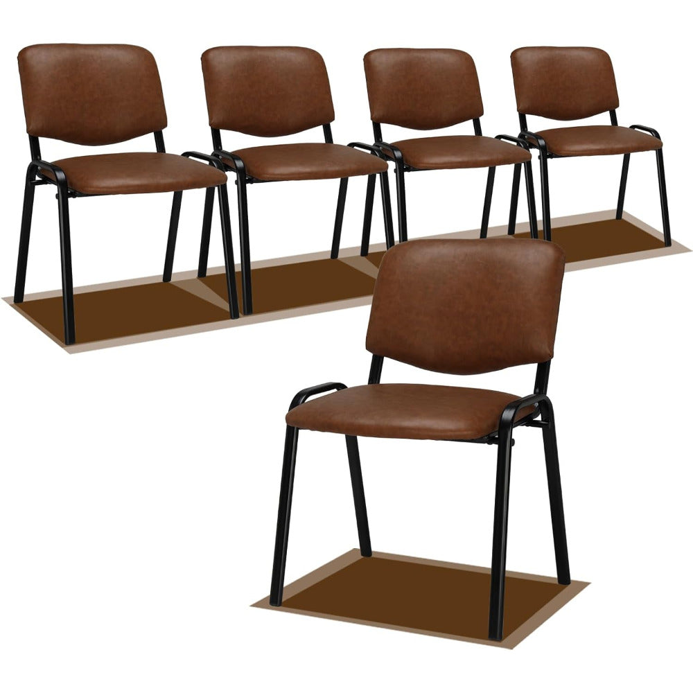 Stapelbare Stoelen – Kantoorstoelen – Wachtruimtestoelen – Vergaderzaalstoelen – Werkplekontwerp – 5 Stuks Zwart Mesh – Ademende Comfortabele Zit – Lichtgewicht Metalen Frame